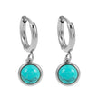 Style SAGRES White Gold (Silver Toned): Vintage Inspired Natural Stone Drop Hoop Earrings