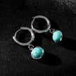 Style SAGRES White Gold (Silver Toned): Vintage Inspired Natural Stone Drop Hoop Earrings