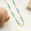 SANTA CRUZ Blue : Collier chaîne avec perles dorées et pierres naturelles.
