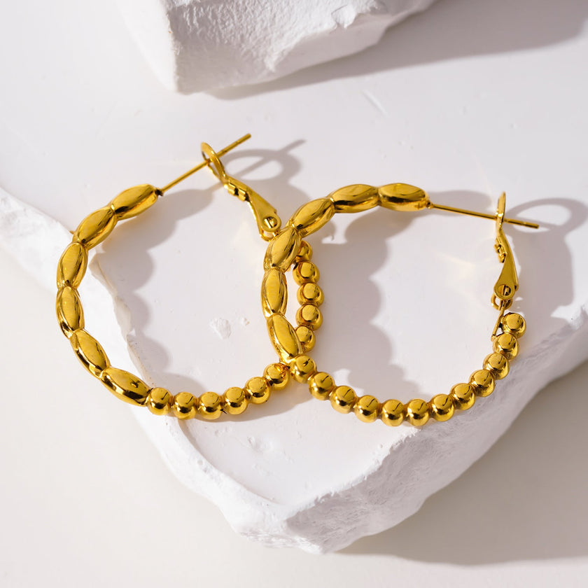 SAOREI: Dual Beaded Hoop Earrings