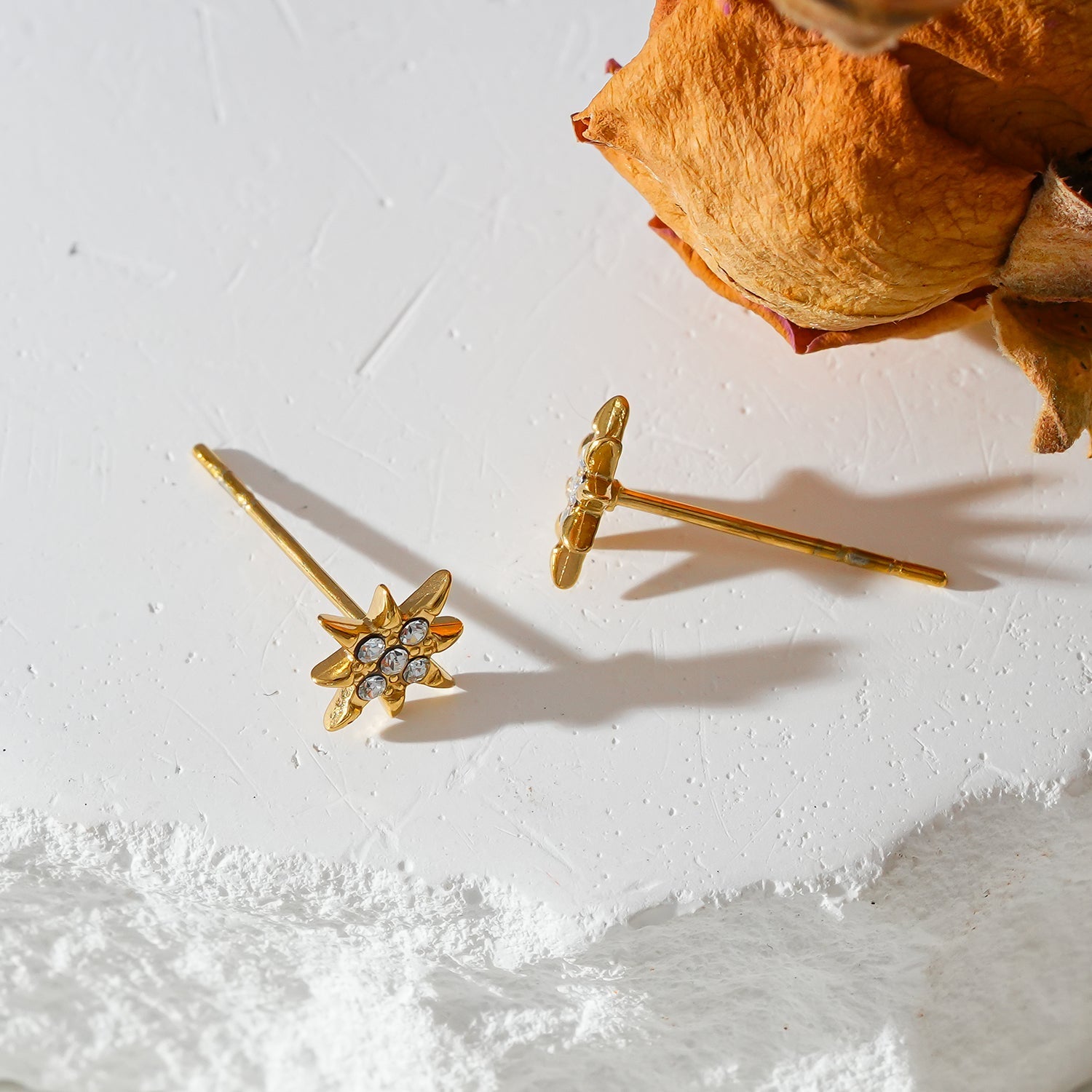 Style SARENBE Or : Boucles d'oreilles créoles 'Star Bright' Or