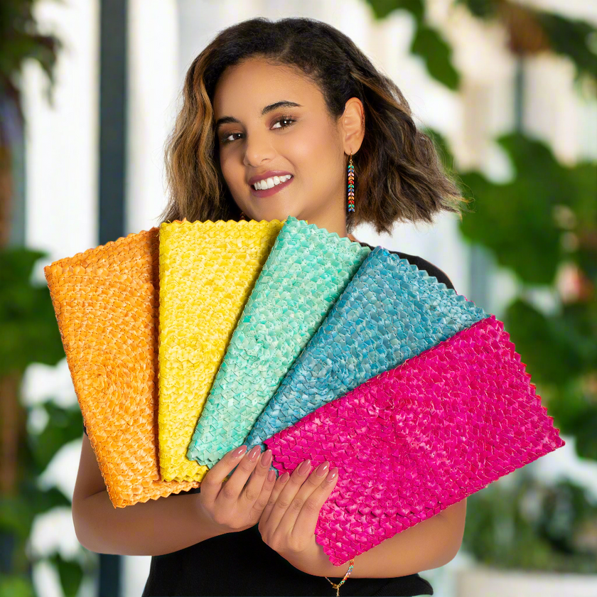 Pandan Leaf Clutch Purse - Pink
