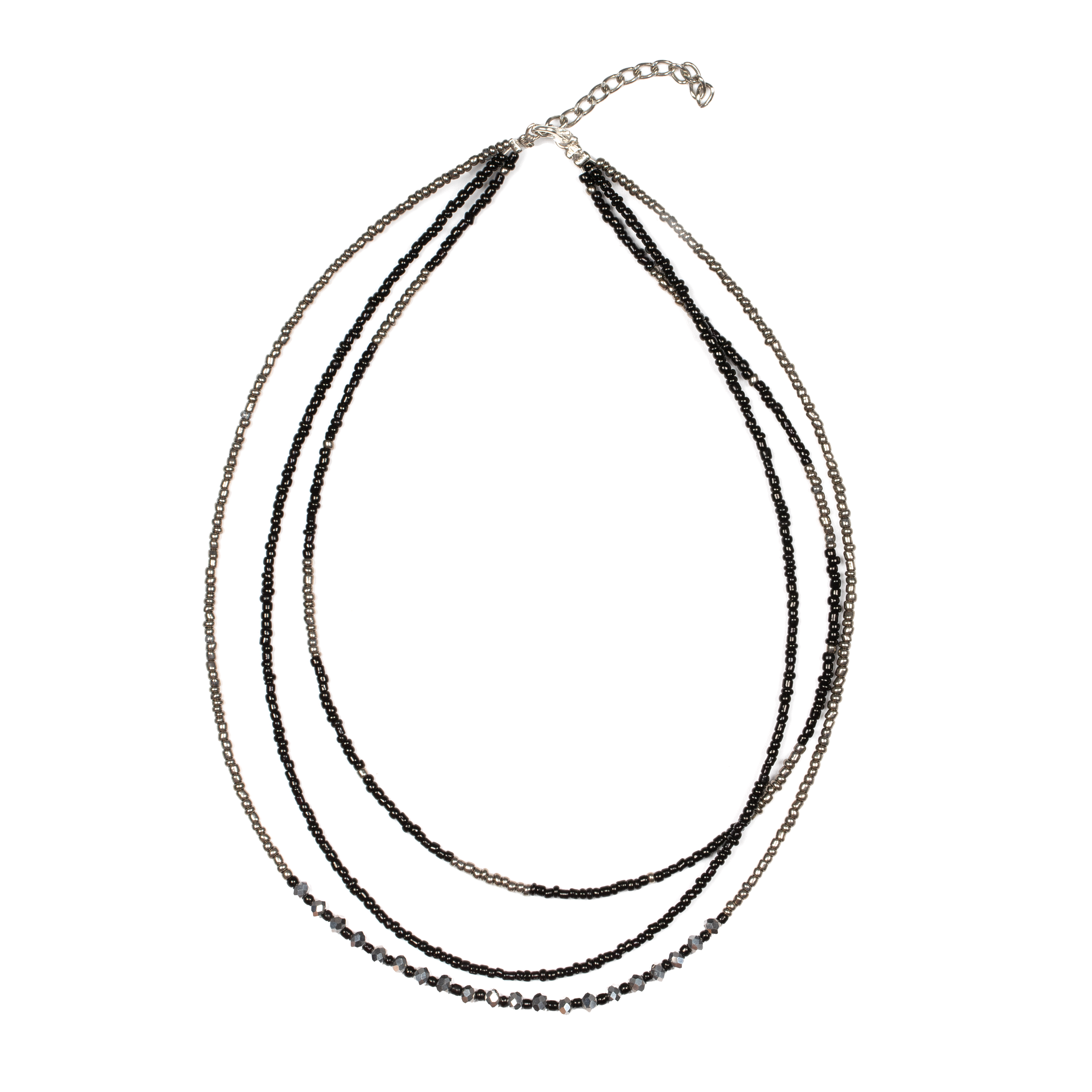 Triple Strand Necklace with Crystal Bead