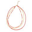 Triple Strand Necklace with Crystal Bead In Red & Gold