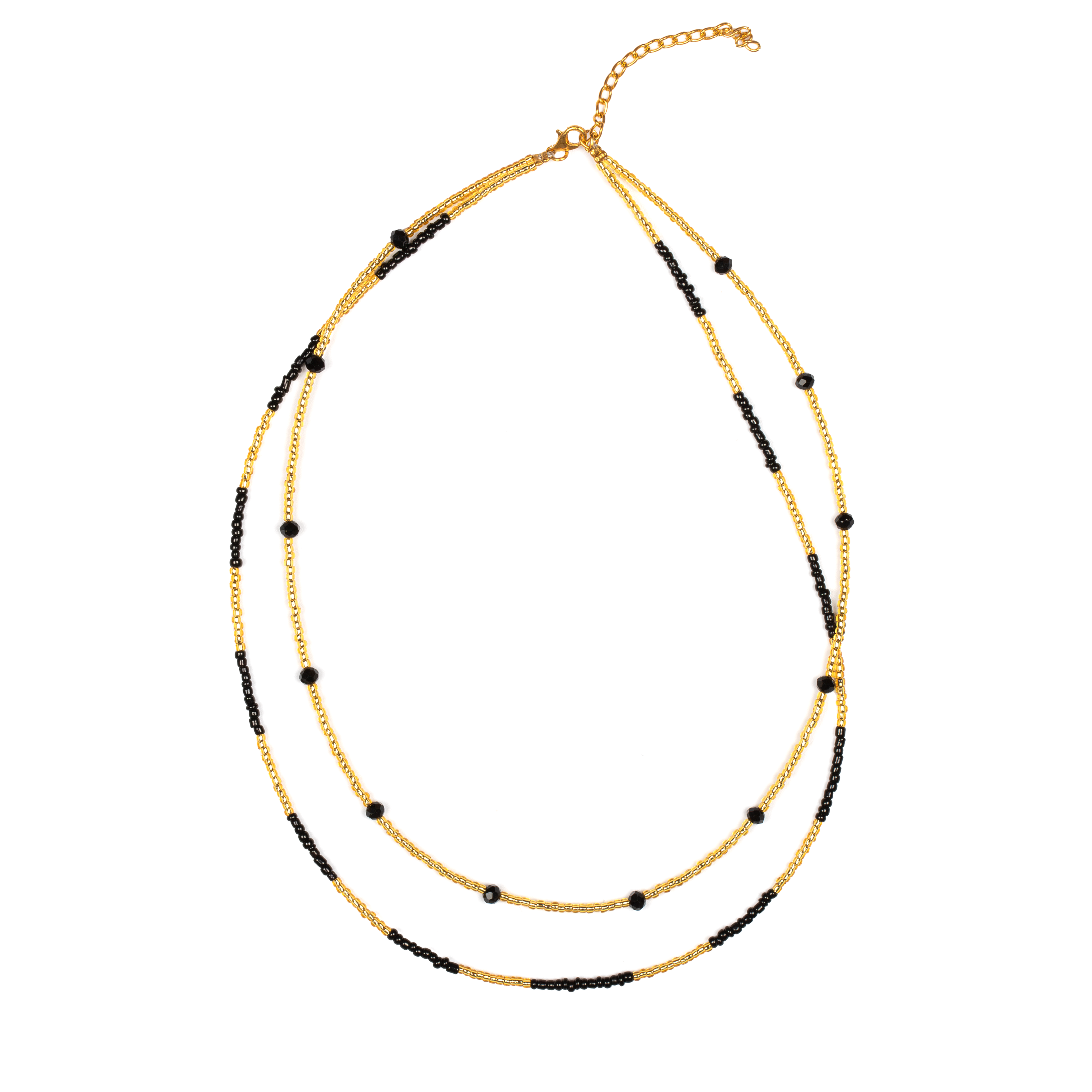 Double Strand Necklace with Crystal Bead