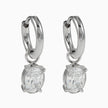Boucles d'oreilles mini-cercles avec breloque en oxyde de zirconium (CZ) - Style SEDONA en or blanc plaqué argent.