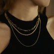 SELENE : Collier en or à trois rangs de chaînes mixtes