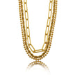 SELENE : Collier en or à trois rangs de chaînes mixtes