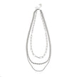 SELENE: Triple Layer Mixed Chain Necklace in Silver Toned White Gold