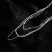 SELENE: Triple Layer Mixed Chain Necklace in Silver Toned White Gold