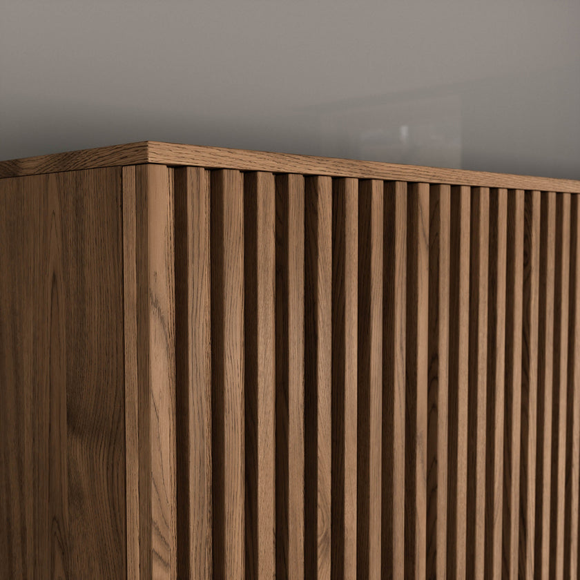 Entsian Oak Wood Paneled Free Standing Wardrobe - Artisan Oak