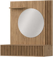 Entsian Oak Wood Paneled Floating Vanity w/Mirror - Artisan Oak