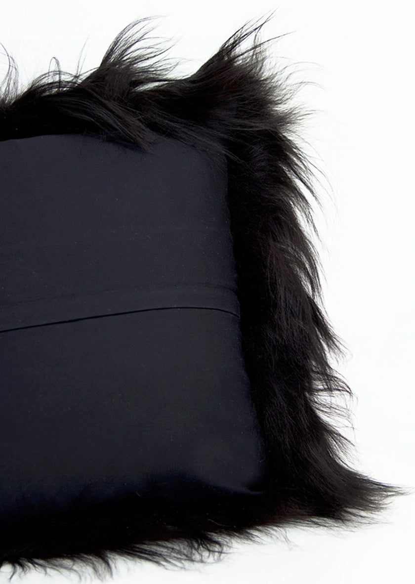 Rectangular Black Icelandic Sheepskin Pillow Cover