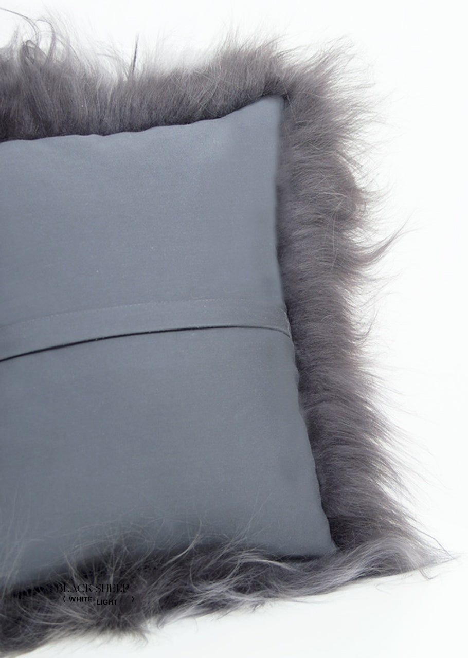 Rectangular Silver Icelandic Sheepskin Pillow Cover