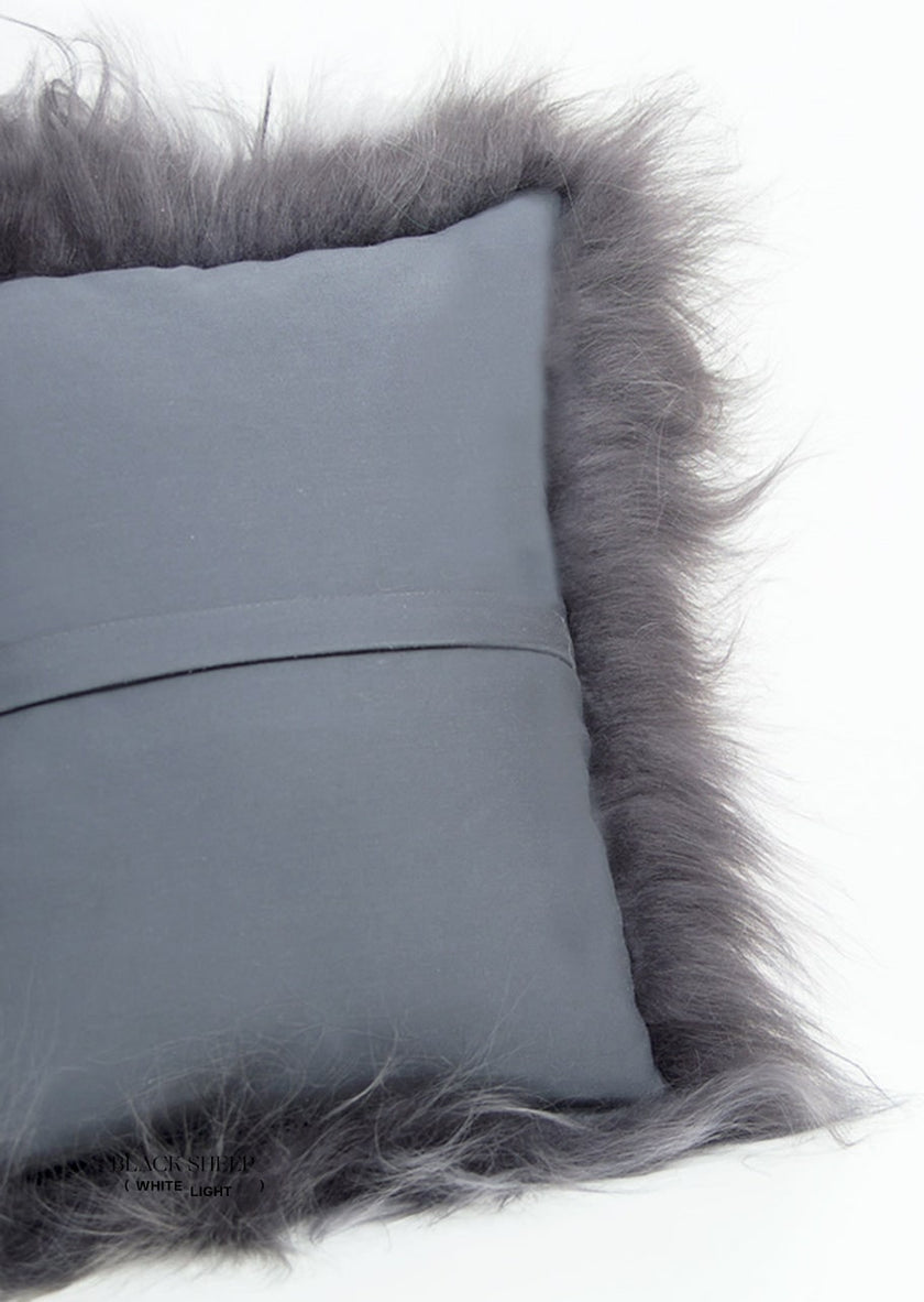 Rectangular Silver Icelandic Sheepskin Pillow Cover