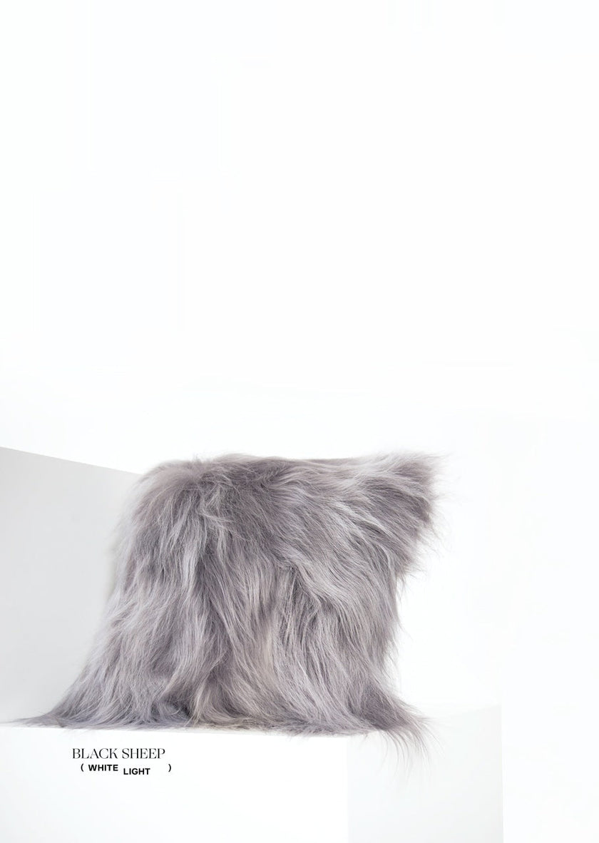 Square Silver Icelandic Sheepskin Pillow Cover