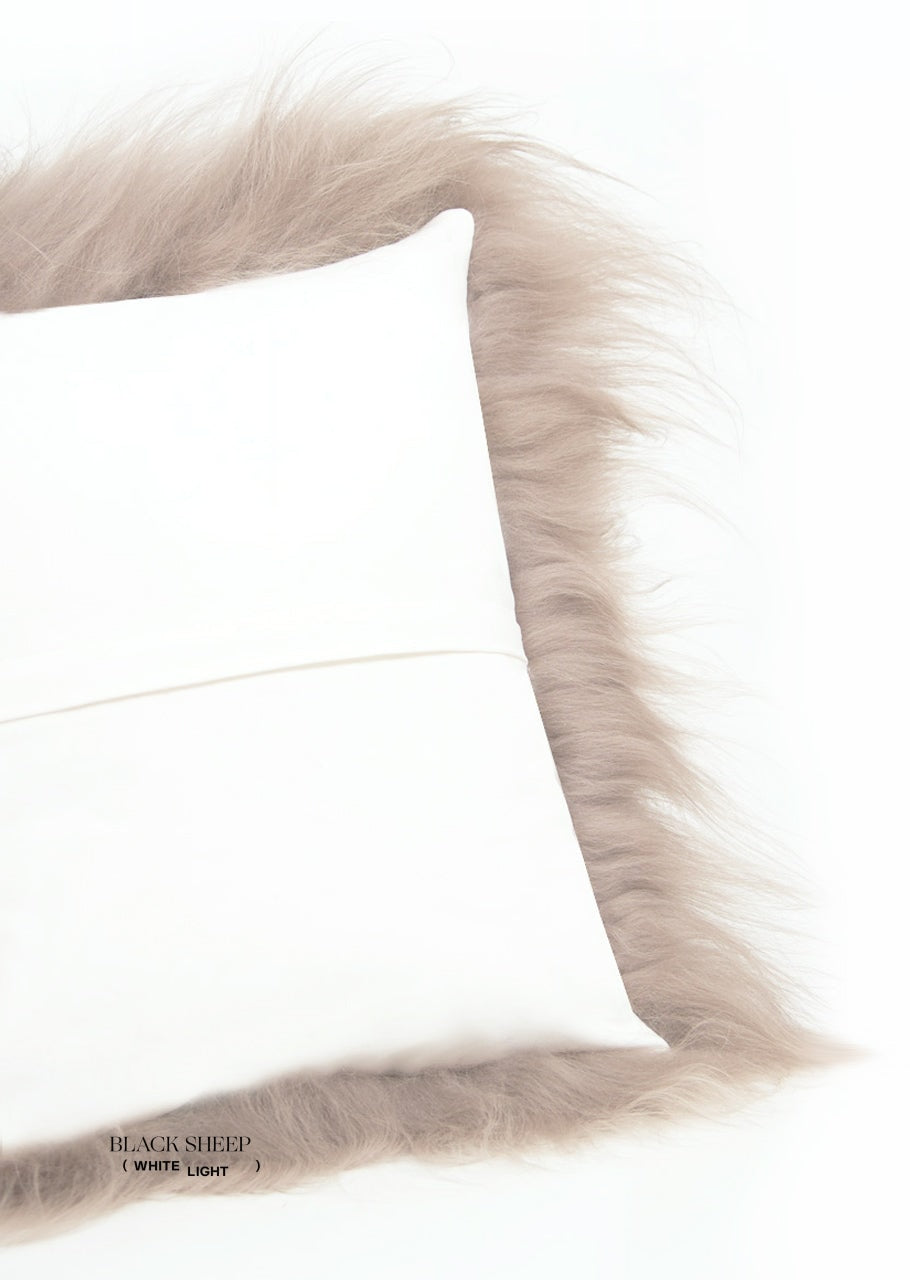 Square Shorn Taupe Icelandic Sheepskin Pillow Cover