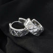 SHELBURNE: Decorative Etched Wide Mini Hoop Earrings in White Gold (Silver Toned)