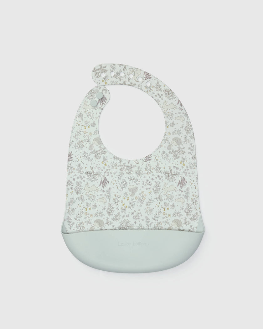 Silicone Bib Printed - Hedgehog Forest
