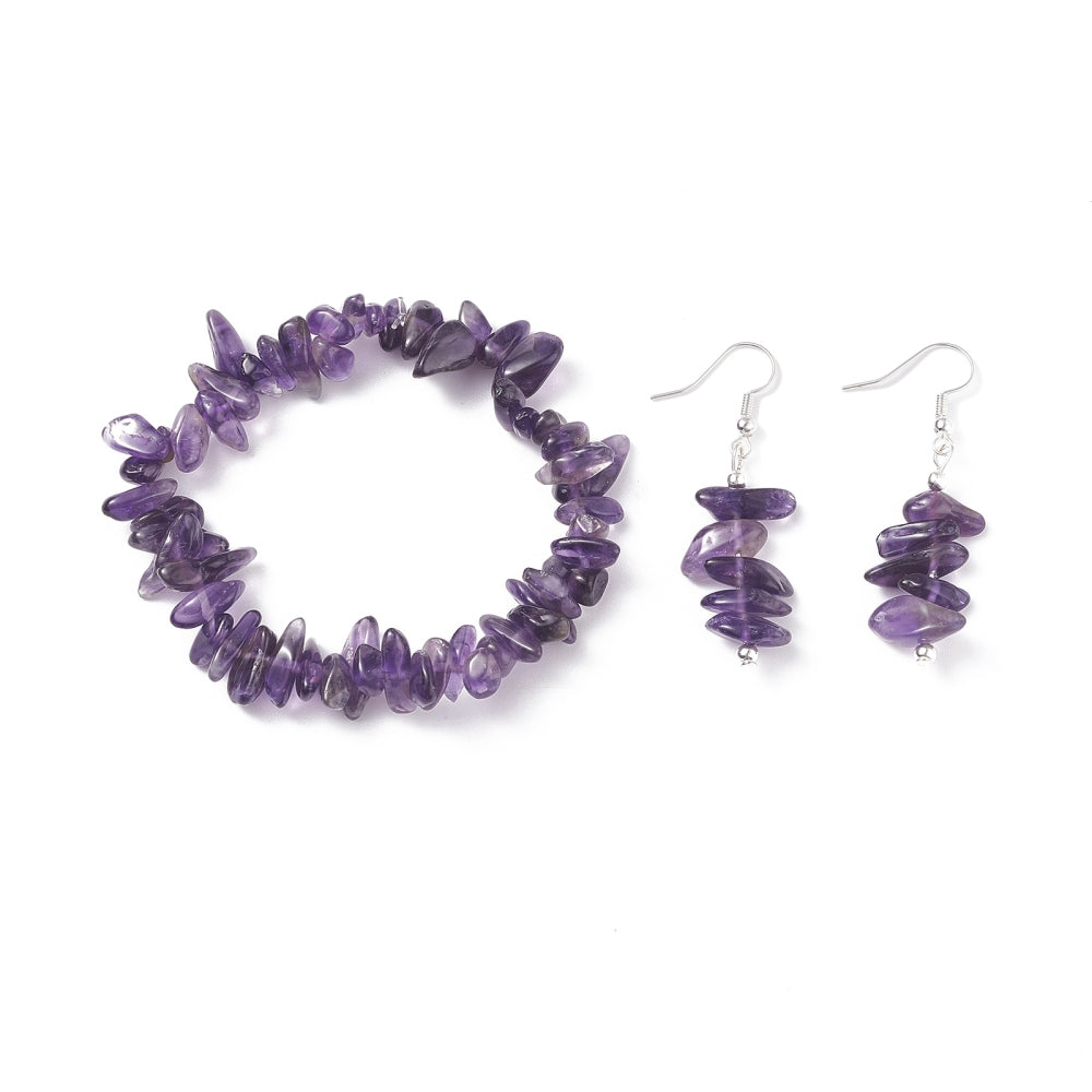 Bracelet & Earring - Elegant Gemstone Bracelet and Earring Set - Chips