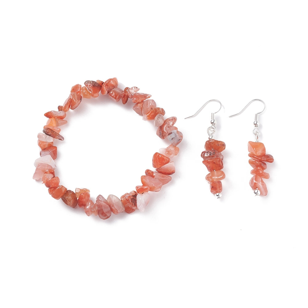 Bracelet & Earring - Elegant Gemstone Bracelet and Earring Set - Chips