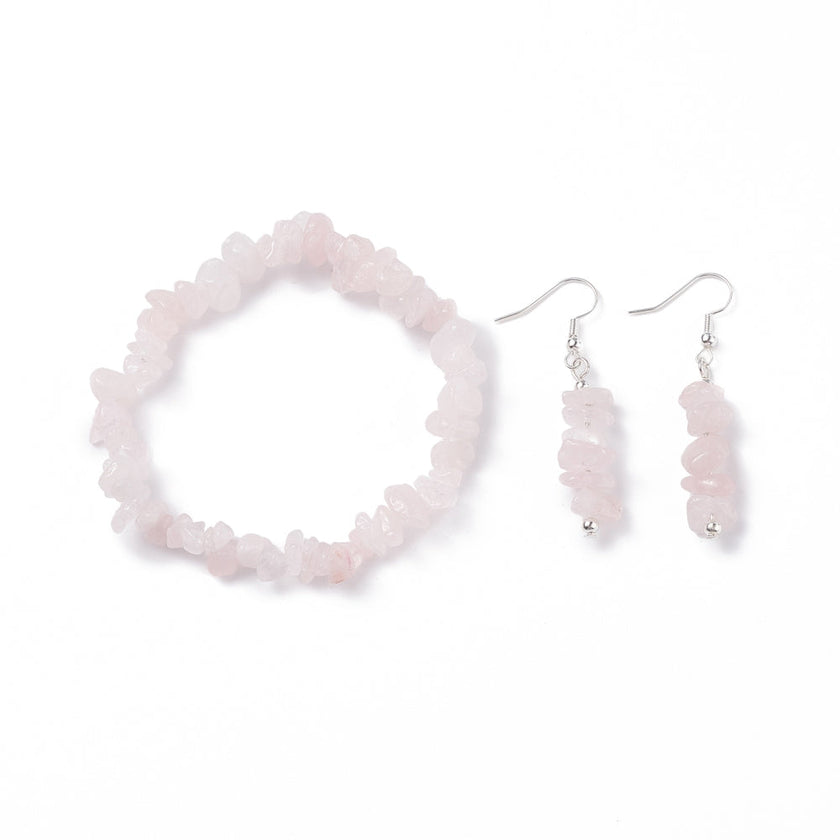 Bracelet & Earring - Elegant Gemstone Bracelet and Earring Set - Chips