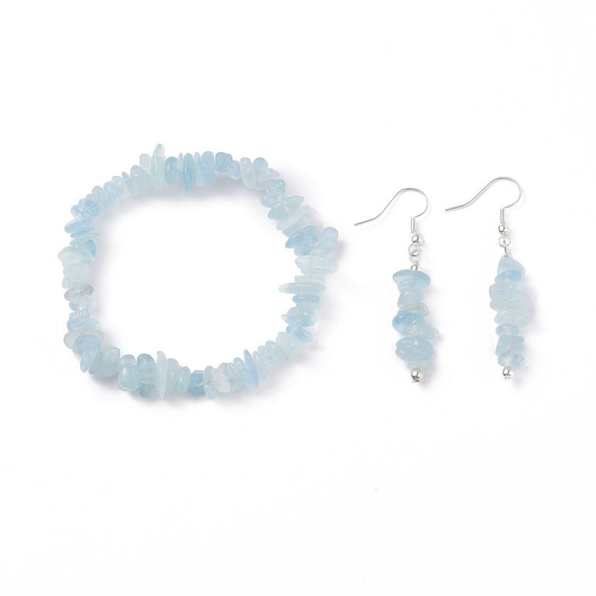 Bracelet & Earring - Elegant Gemstone Bracelet and Earring Set - Chips