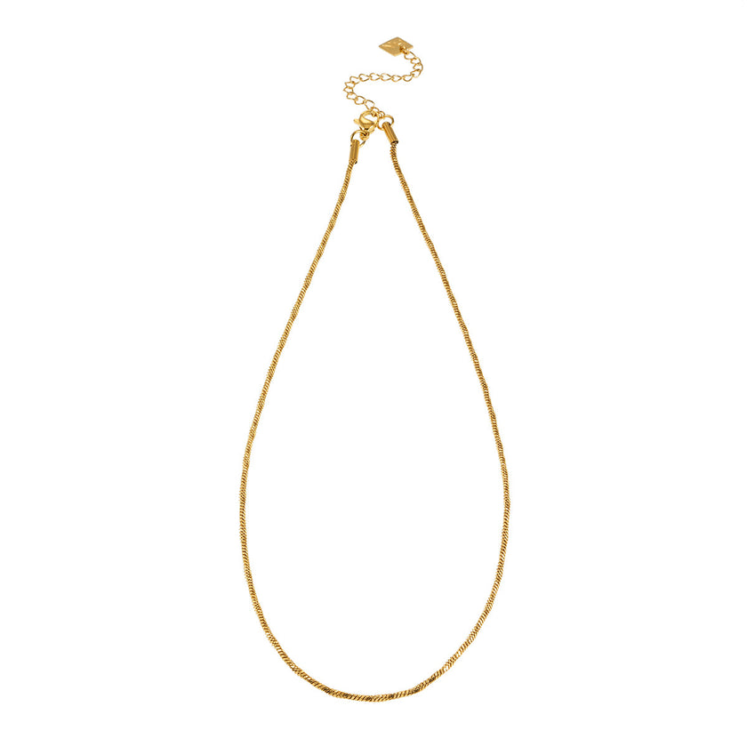 SKAGWAY: Minimalist Twisted Textures Chain Necklace in Gold