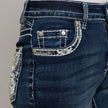 Skull Rider Women’s Bootcut Motorcycle Bling Jeans. High Waisted Embroidered Western Denim