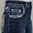 Skull Rider Women’s Music Note & Electric Guitar Bling Jeans. High Waisted Bootcut Western Denim