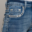 Skull Rider Women’s Skull & Rose Embroidered Bling Jeans. High Waisted Bootcut