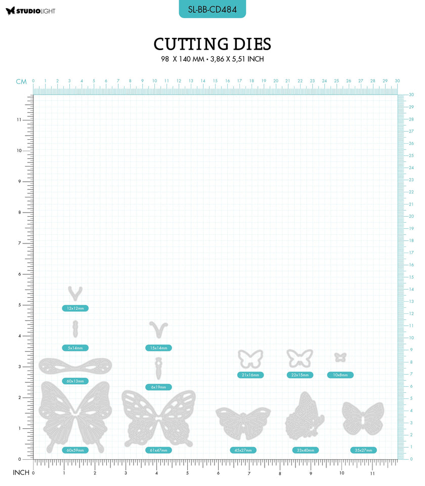 SL Cutting Die Fly Fly Butterfly Blooming Butterfly 96x138x1mm 13 PC nr.484