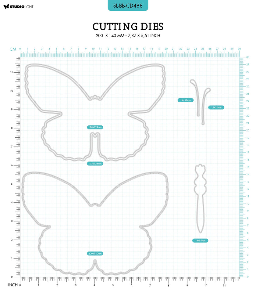 SL Cutting Die Big Butterfly Card Blooming Butterfly 200x140x1mm 6 PC nr.488