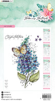 SL Clear Stamp Lilac Flowers Blooming Butterfly 93x136x3mm 7 PC nr.358