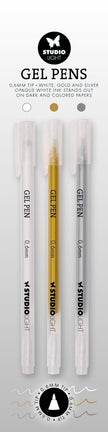 SL Gel Pens White, Gold and Silver 0.6mm Essentials 8x154x9mm 3 Pieces
