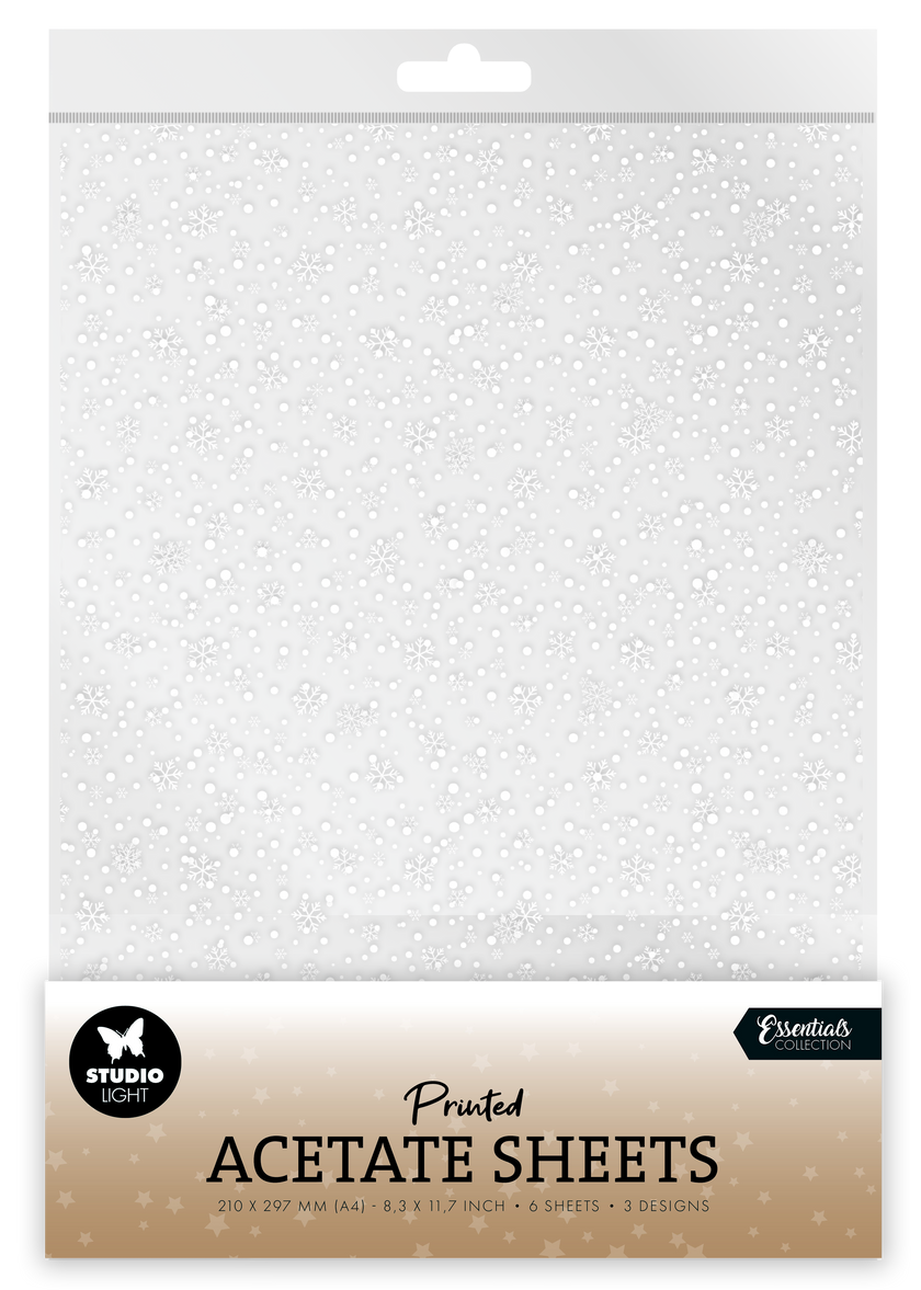 SL Acetate Sheet Snowflakes White Essentials 6 Sheets