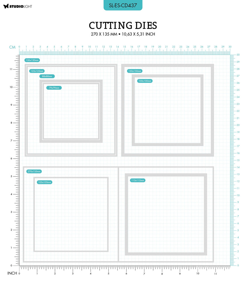 SL Cutting Dies Folded Card Square Essentials 270x135x1mm 9 PC nr.437