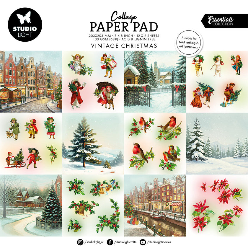 SL Collage Paper Pad Vintage Christmas Essentials 24 Sheets