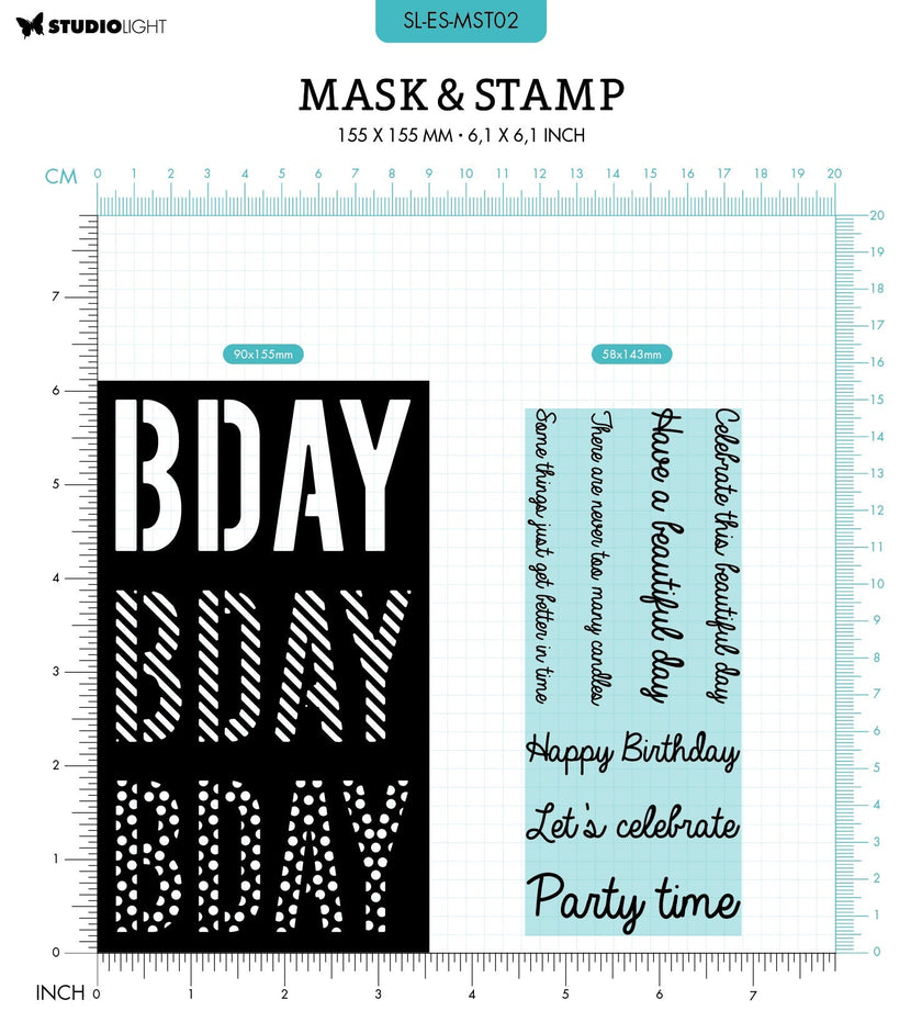 SL Mask & Stamp Bday Sentiments Essentials 155x155x3mm 8 PC nr.02