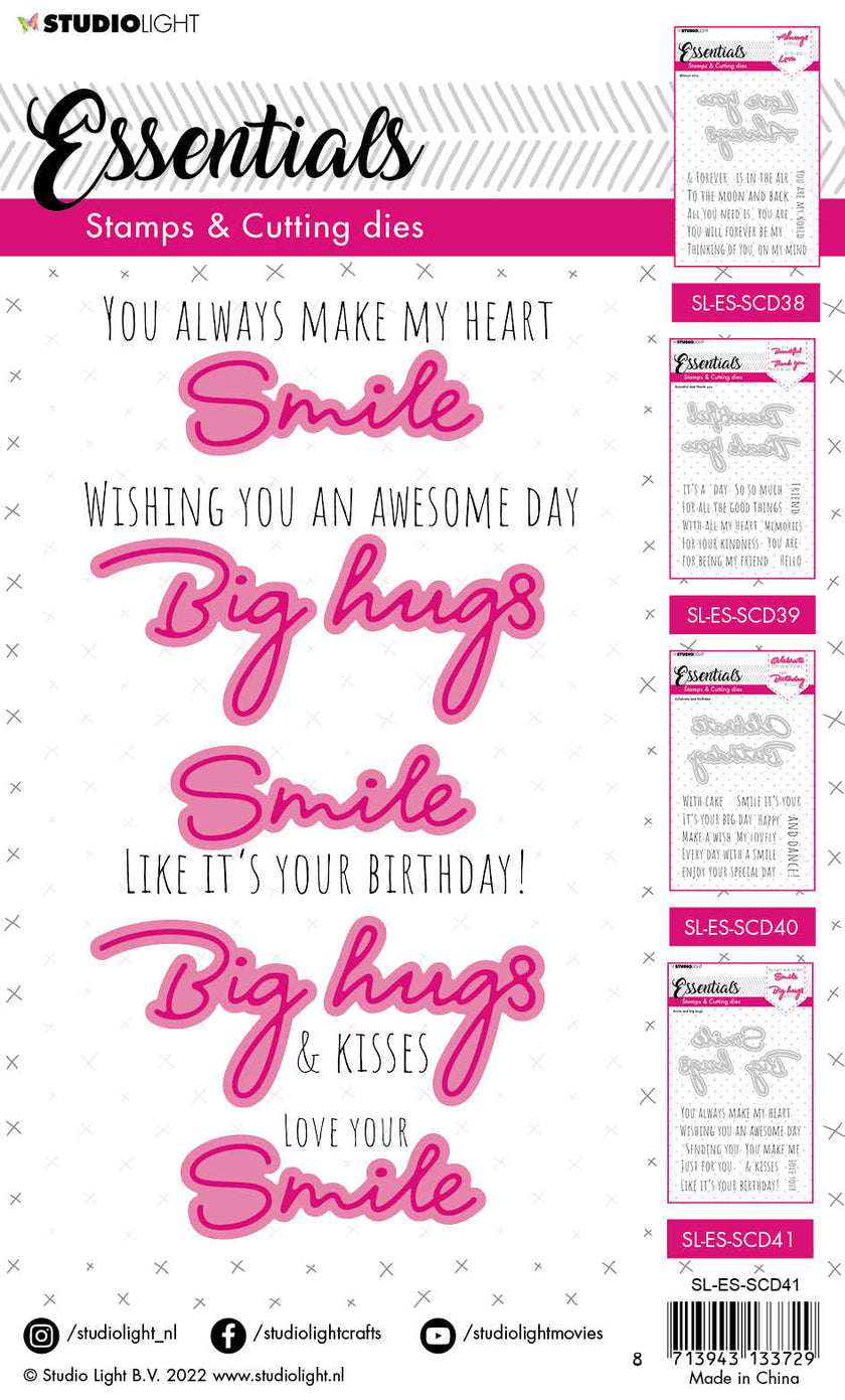 SL Stamps & Cutting Die Smile And Big Hugs Essentials 148x191x1mm 14 PC nr.41