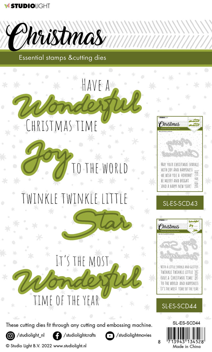 SL Stamp & Cutting Die Christmas Wonderful Sentiments Essentials 138x178x3mm 12 PC nr.44