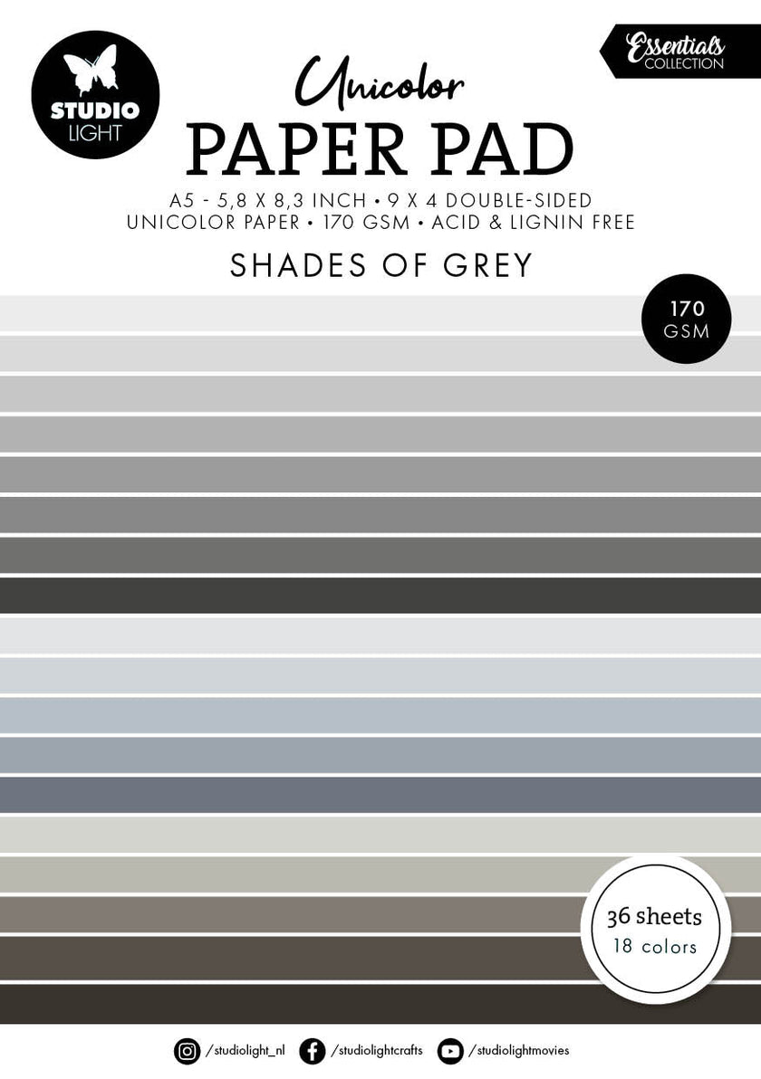 SL Unicolor Paper Pad Shades Of Grey Essentials 36 SH