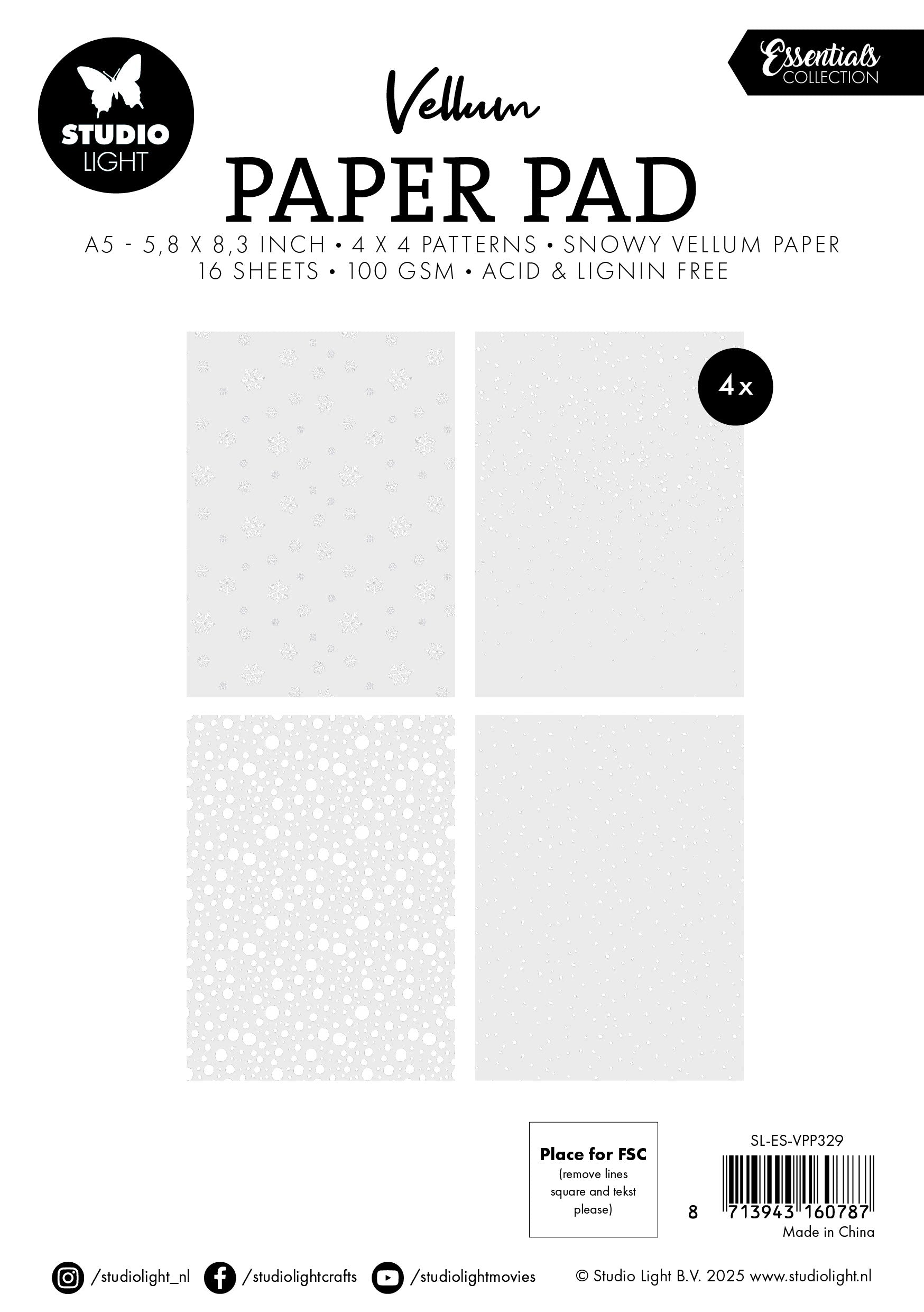 SL Vellum Paper Pad  Snowflakes Essentials 16  Sheets
