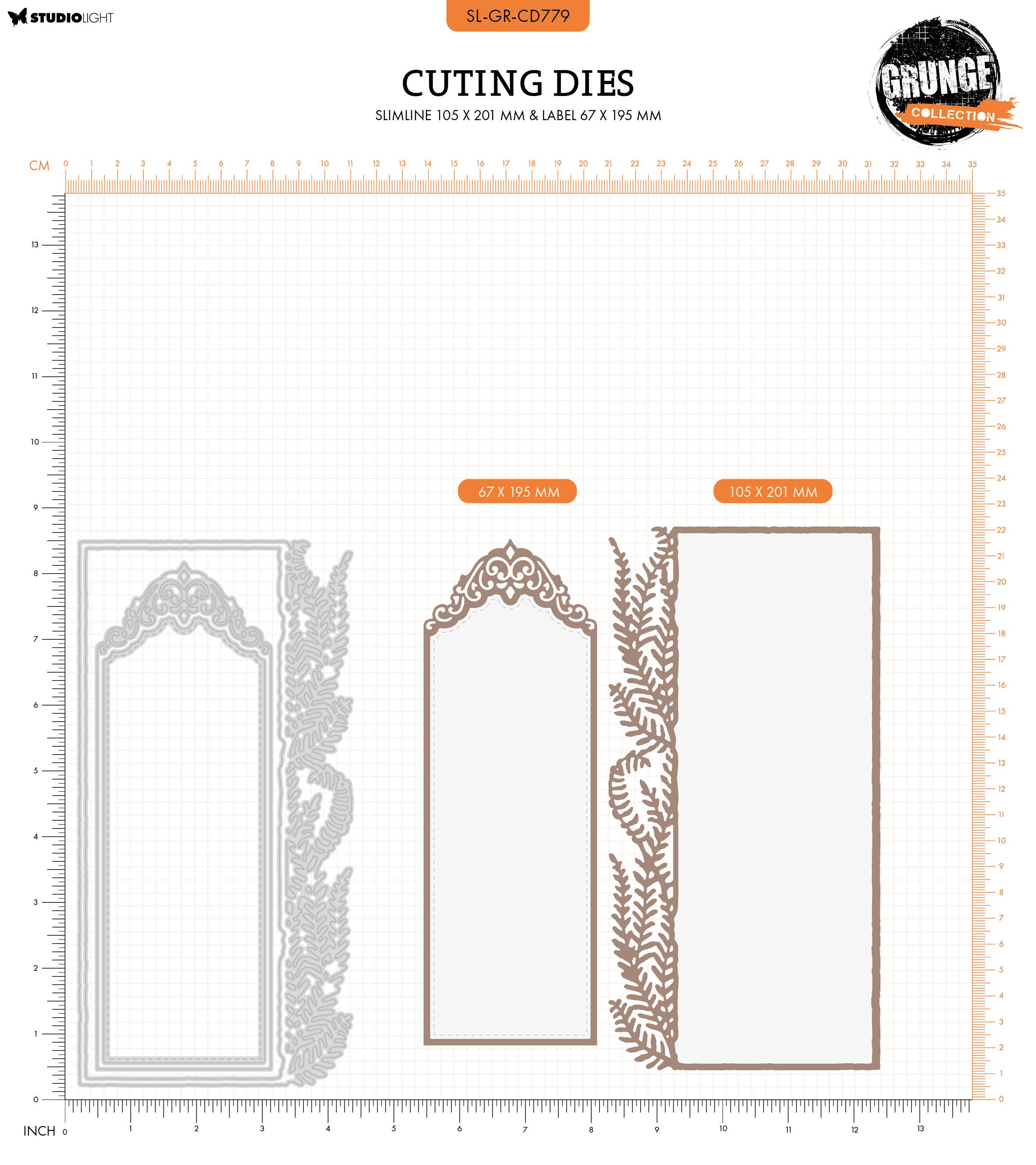 SL Cutting Die Slimline & Label Grunge Collection 4 PC
