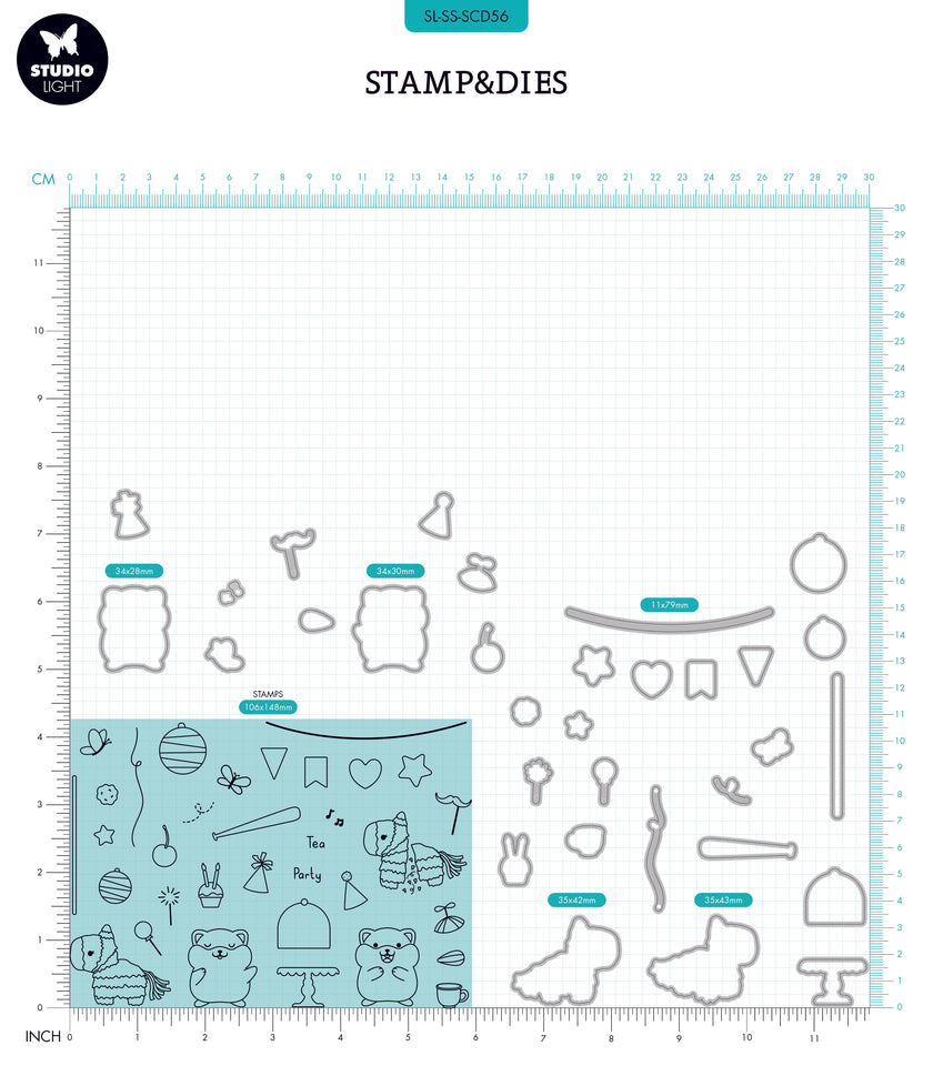 SL Stamp & Cutting Die Tea Party Sweet Stories 154x223x1mm 70 PC nr.56