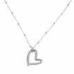 SMITTEN Silver (White Gold): Dainty Beaded Chain Anchoring an Abstract Heart Shaped Pendant