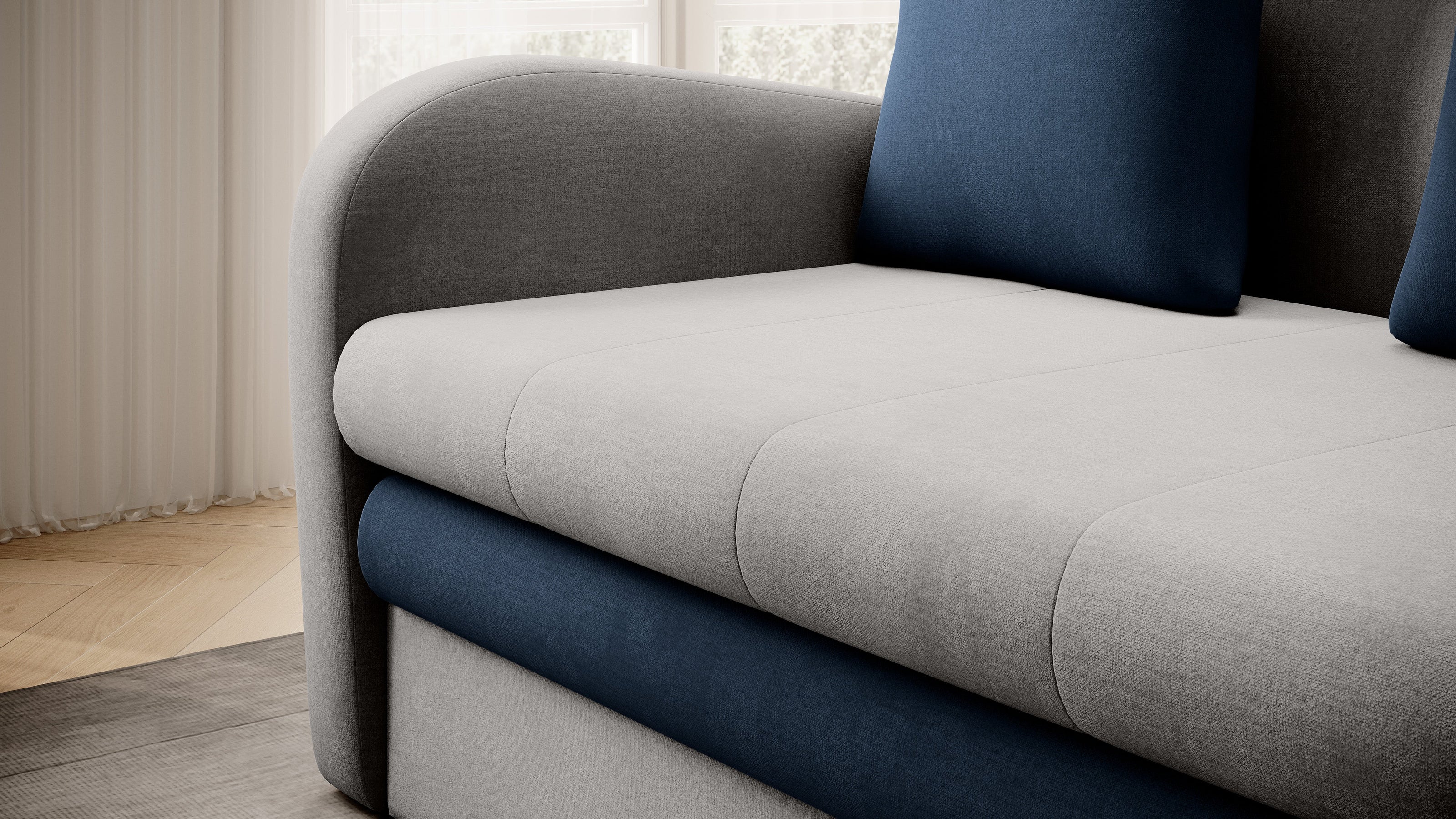 Ario Condo Style 2 Seater Storage Sleeper Sofa - Grey/Navy