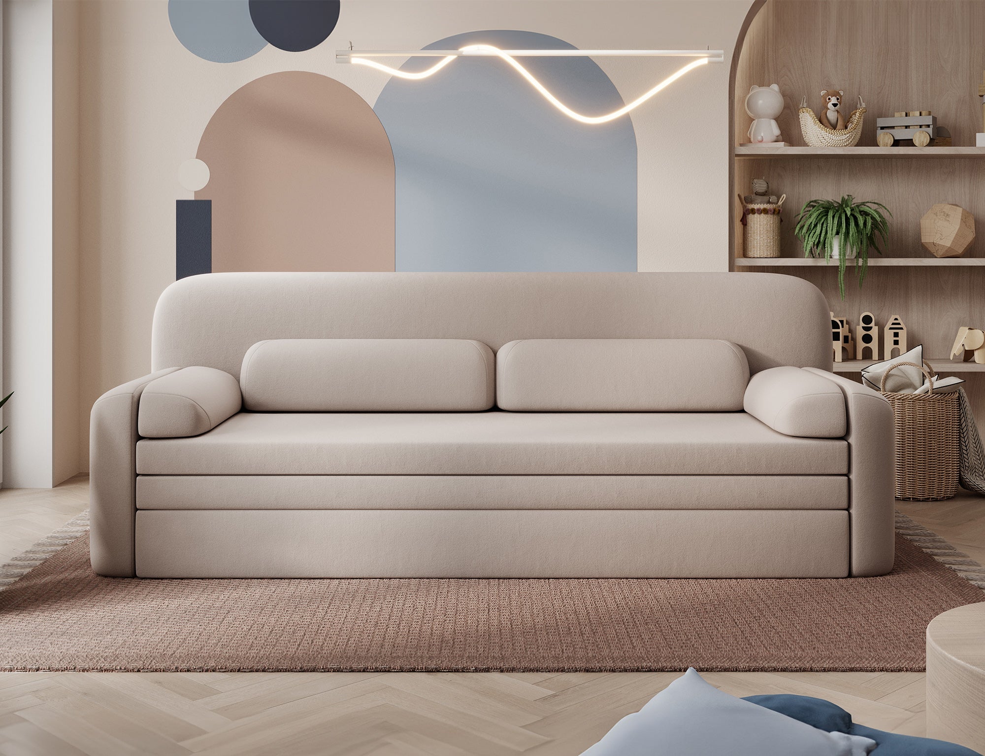 Elioss 3 Seater Storage Sleeper Sofa - Beige