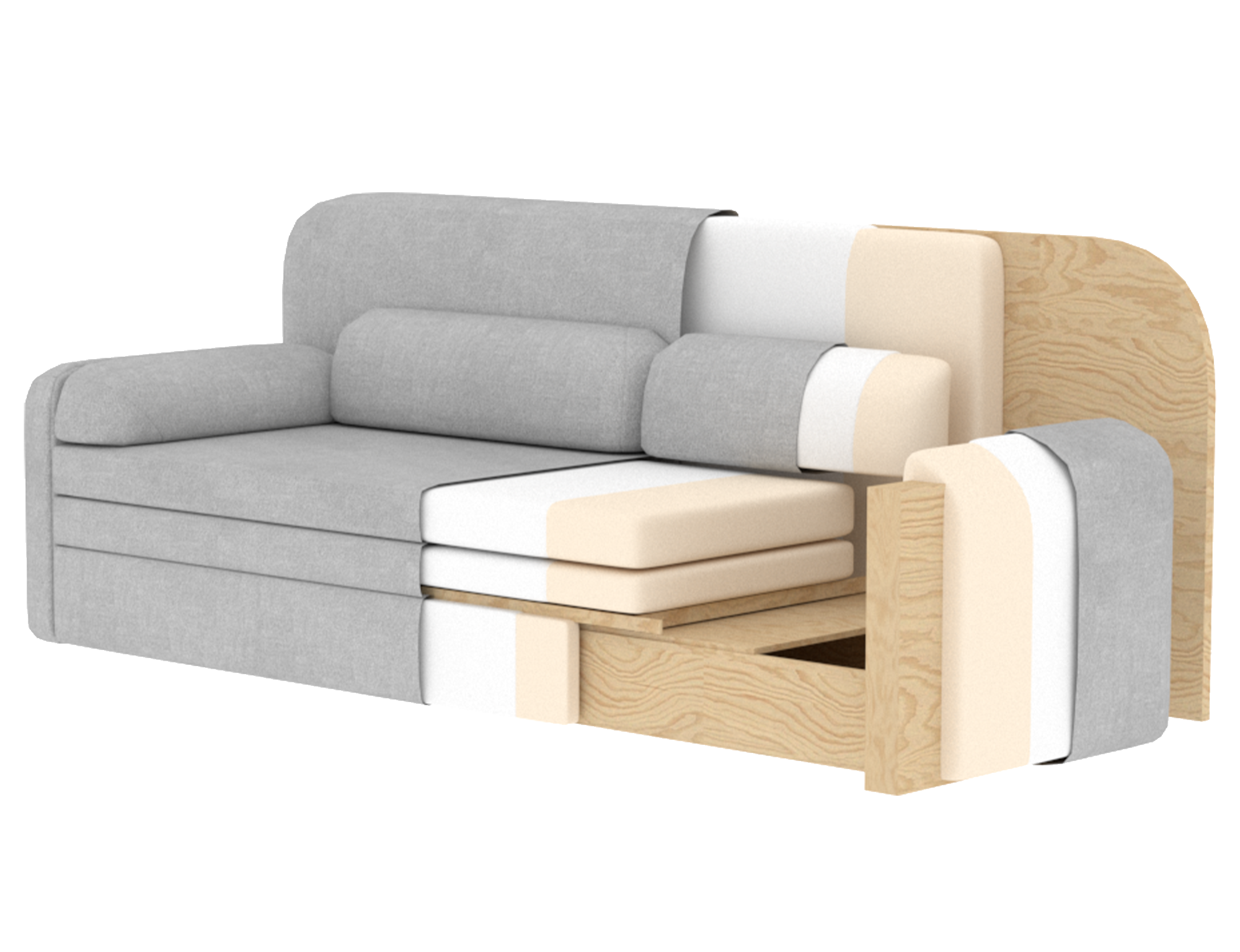 Elioss 3 Seater Storage Sleeper Sofa - Dark Grey