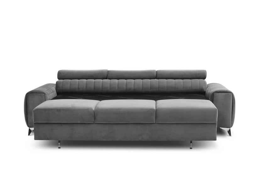 Laurence 3 Seater Velvet Sleeper Sofa - Light Grey